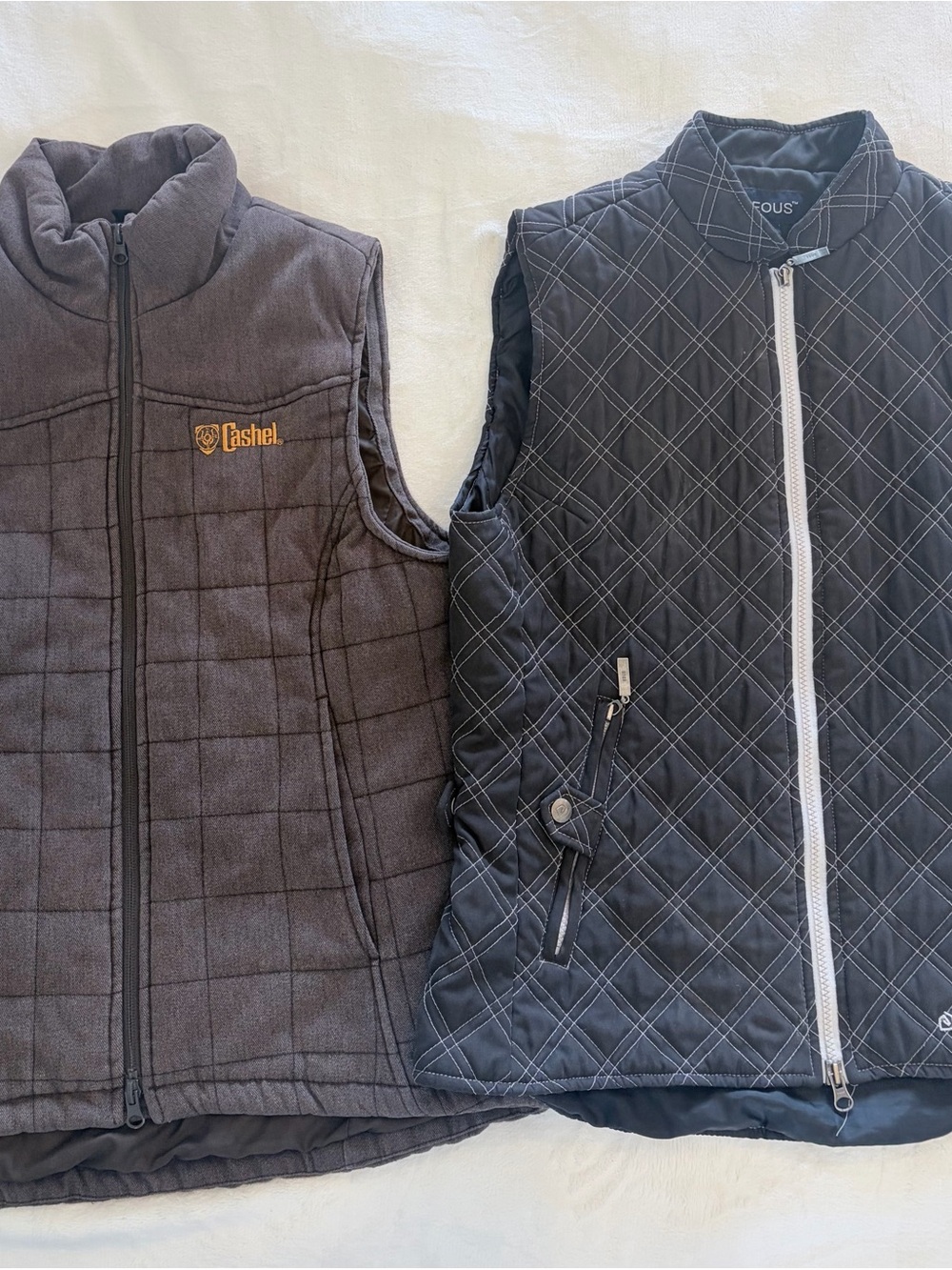Brown Cashel and Black Quilted Equs Womens Vests - Zip Front Layering
